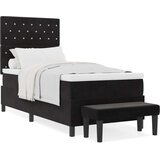 Box Spring Krevet s Madracem &amp Klupom Crna 100x200 cm Baršun | shoptok.hr