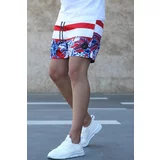 Madmext Striped Patterned Red Beach Shorts 2953