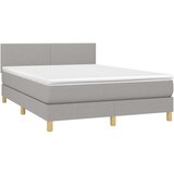  Box spring postelja z vzmetnico LED sv. siva 140x200 cm blago, (20789796) | Shoptok.si