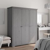The Living Store Garderobna omara BODO siva 146x53,5x173 cm trdna borovina - Garderobna Omara, (21434386) Cene