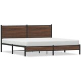 vidaXL Kovinski posteljni okvir z vzglavjem rjavi hrast 160x200 cm Cene