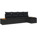  Sjedeća garnitura za vrt s jastukom 6 pcs Crna Poliratana | shoptok.hr