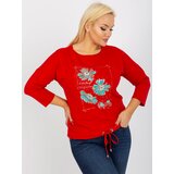 Fashion Hunters Women's blouse plus size with 3/4 sleeves and print - red | Shoptok.si