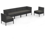  6-dijelna vrtna garnitura od poliratana s jastucima crna | shoptok.hr