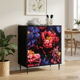  Komoda KIEL Tamni cvjetni uzorak 66 x 36,5 x 76 cm Crni hrast | shoptok.hr