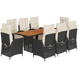  9-dijelni vrtni blagovaonski set s jastucima crni od poliratana | shoptok.hr