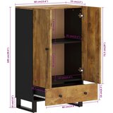  Visoka komoda s ladicom 60x33x100 cm od drva manga i željeza | shoptok.hr