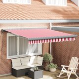 vidaXL Avtomatska retraktibilna tenda rdeče in bele črte 300x250 cm Cene
