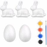  Set for painting styrofoam decorations 3 bunnies 2 eggs paints | shoptok.hr