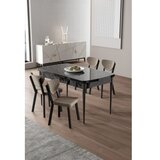 Hanah home Rasklopivi trpezarijski sto i stolice (5 delova) Exve Black Marble Cappuccino | Eponuda.com