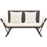 The Living Store Vrtna klop z blazinami 176 cm rjav poli ratan - Vrtni Ležalnik, (21460537) | Shoptok.si