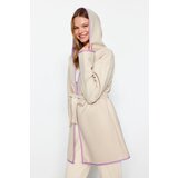 Trendyol Beige Piping Hooded Fleece Knitted Dressing Gown | Shoptok.si