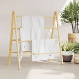 vidaXL Dvojna lestev za brisače s 4 prečkami 90x50x100 cm bambus