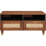 vidaXL Klubske mizice Rjava 80 x 54 x 40 cm Trska in masivno mango les | Shoptok.si