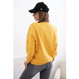 Kesi Women's sweatshirt with a V-neck and velvet leaf mustard | shoptok.hr
