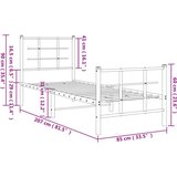 Metalni okvir kreveta uzglavlje i podnožje crni 80x200 cm | shoptok.hr