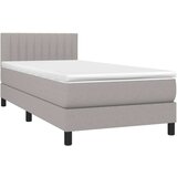  Krevet box spring s madracem LED svjetlosivi 90x200 cm tkanina | shoptok.hr