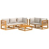 Maison Chic Seti vrtnega pohištva - Vrtna garnitura - Vrtni pohištvo set 6-delna svetlo sive blazine trden les, (21815420) | Shoptok.si
