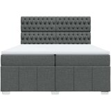 vidaXL Box spring postelja z vzmetnico temno siva 200x200 cm blago | Shoptok.si