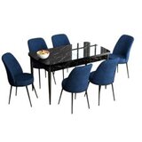 Hanah home Hanah Kućni set Trpezarijski sto i 6 stolica Han, plavo-crna | Eponuda.ba