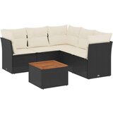  6-dijelni set vrtnih sofa s jastucima crni od poliratana | shoptok.hr