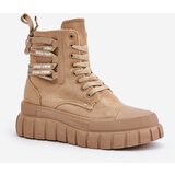EVENTO Women's ankle boots on a platform with decorative lacing brown Edidda | Eponuda.ba
