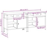  Set radnog stola s policom 2 pcs Crvena i siva 200 x 55 x 85 cm | shoptok.hr