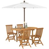  Vrtni set za objed 5 pcs Smeđa Čvrsto teak drvo | shoptok.hr