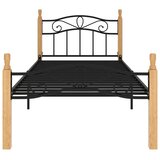  Okvir kreveta crni od metala i masivne hrastovine 90 x 200 cm | Eponuda.com