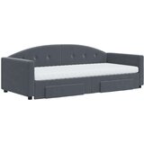 vidaXL Izvlečna dnevna postelja s predali temno siva 90x200 cm žamet | Shoptok.si