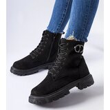 Gemre Black eco-suede boots with rhinestones Broberg | Shoptok.si