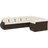  9-dijelni set vrtnih sofa s jastucima poliratan smeđi | shoptok.hr