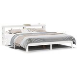Maison Chic Posteljni okvir - Dvoposteljna postelja - Zakonska postelja z vzglavjem brez vzmetnice bel 200x200 cm, (21694453) | Shoptok.si