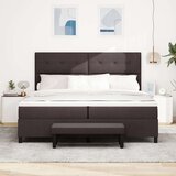  Krevet s kutijom s madracem i klupom tamnosmeđi 200x200 cm Tkanina | shoptok.hr