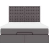 vidaXL Otomanski posteljni okvir z vzmetnico siv 140x200 cm um. usnje | Shoptok.si