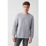 Avva Men's Gray Crew Neck Cotton Reflective Pipe Standard Fit Regular Fit Sweatshirt Cene