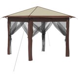 Gazebo s 4 bočne strane 2,6 x 2,6 m Krema i smeđa | shoptok.hr