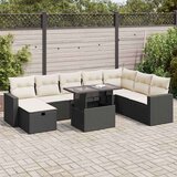 vidaXL 9-dijelni set vrtnih sofa s jastucima crni od poliratana | shoptok.hr
