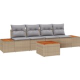 vidaXL 5 dijelni vrtni sofa set s jastučićima Bež Poli Ratan Akacija | shoptok.hr