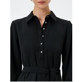 Koton Mini Balloon Sleeve Dress with Flounce, Belted Waist, Buttons | Shoptok.si