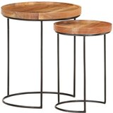 vidaXL 2-dijelni set stolića za kavu masivno bagremovo drvo i čelik | shoptok.hr