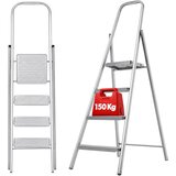 KADAX Zložljiva gospodinjska lestev, jeklena stopnica, 4 stopnice, enostranska, (5000357003) | Shoptok.si