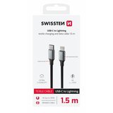 Swissten kabel USB-C/Lightning TEXTILE II, 3A, 30W, 480 Mb/s, 1,5m crno-srebrni | shoptok.hr