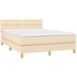  Box spring postelja z vzmetnico LED krem 140x200 cm blago, (20899666) | Shoptok.si
