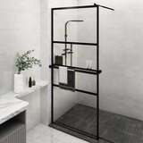 The Living Store pregrada za tuš s polico črna 100x195 cm esg steklo in aluminij - stena za tuš, (21751426) Cene