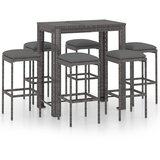  7-dijelni vrtni barski set od poliratana s jastucima sivi Siva 100 cm table length | shoptok.hr