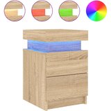  Noćni ormarići s LED svjetlima 2 kom boja hrasta 35x39x55 cm | shoptok.hr
