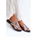 VINCEZA Flat Ladies Sandals With Decorative Detail Silver 17378 | Shoptok.si