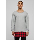 Urban Classics Long Flanell Bottom Open Edge Crewneck Grey/Block/Red Cene