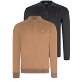 Dewberry DOUBLE SET V4007 MEN'S SWEATSHIRT-NAVY-CAMEL | Shoptok.si
